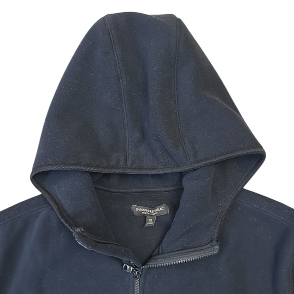 Banana Republic Arctic Fleece Full Zip Hoodie Jacket Black Pockets Thick Warm XL - Picture 5 of 15